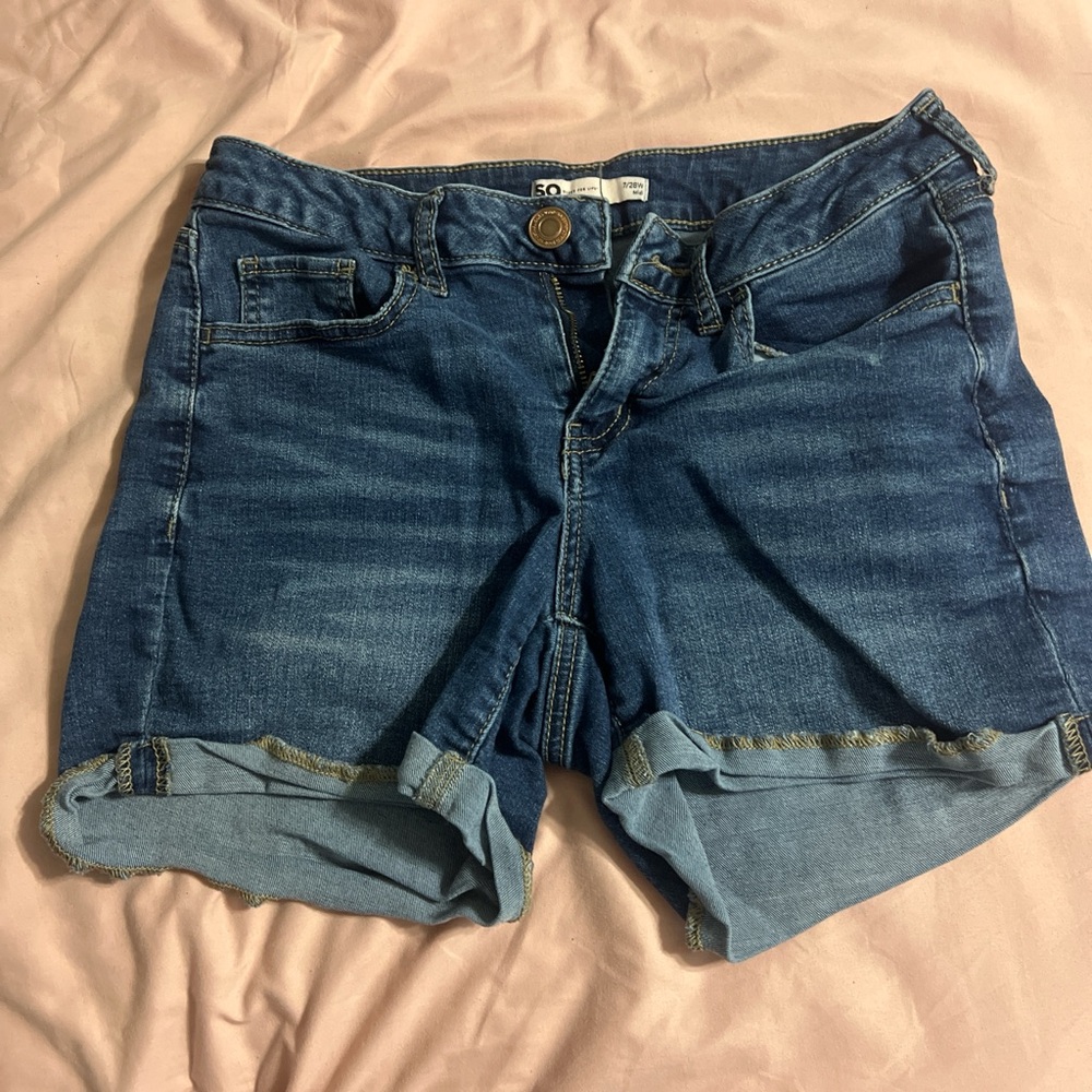 High Waisted Blue Denim Shorts